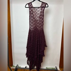 Free People Maroon/wine lace maxi dress overlay.